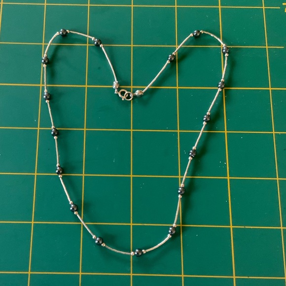 Sterling silver Hematite Liquid Silver Necklace - Picture 8 of 9